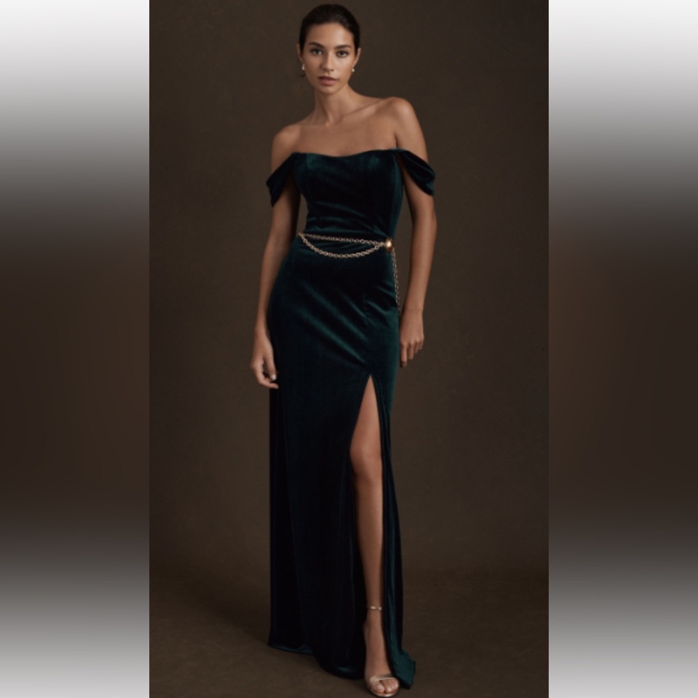 Jenny Yoo Issa Velvet Dress- Emerald Green- Gorgeous Winter bridesmaid dress
